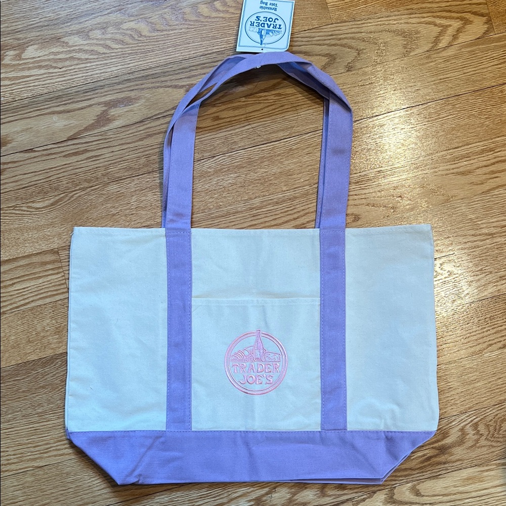 Trader Joe’s purple lavender canvas tote large